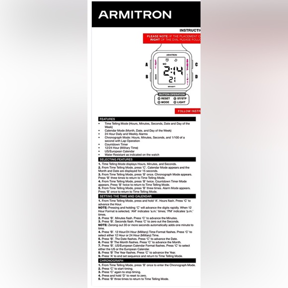 NEW Unisex 46mm Hot Pink & Gray Camo Digital Chronograph Armitron Watch WR330ft - Picture 15 of 17
